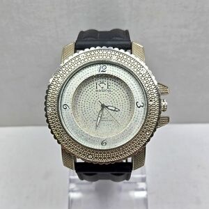 Mens Ice Nation SF-1030 Faux Diamond Dial Watch Silver Tone New Battery